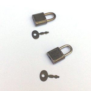 Set of two Tiny Mini Metal Locks with Keys for purses, bags, travel, luggage